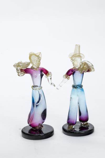 Archimede Seguso Archimede Seguso rare pair of solid murano glass farmer couple