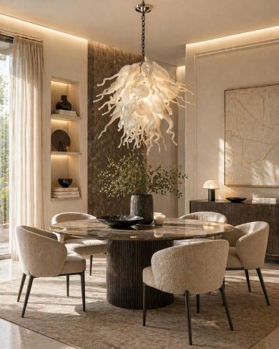 Archimede Seguso Large Vintage Murano Hand Blown Glass Chandelier Italian Modern Lighting
