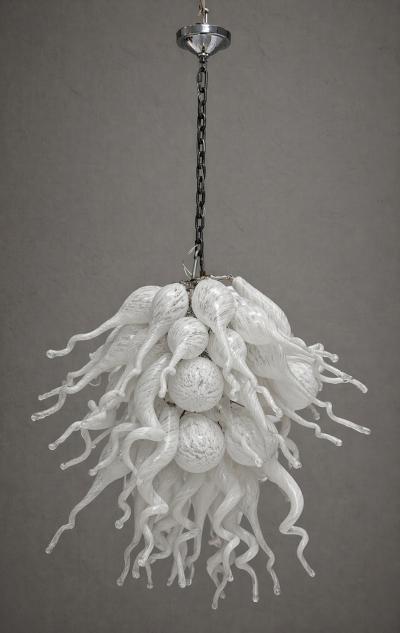 Archimede Seguso Large Vintage Murano Hand Blown Glass Chandelier Italian Modern Lighting