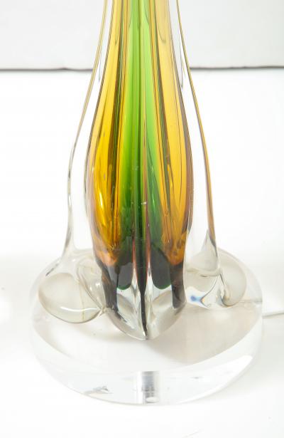 Archimede Seguso Pair of 1950s Large Murano Glass Lamps by Seguso