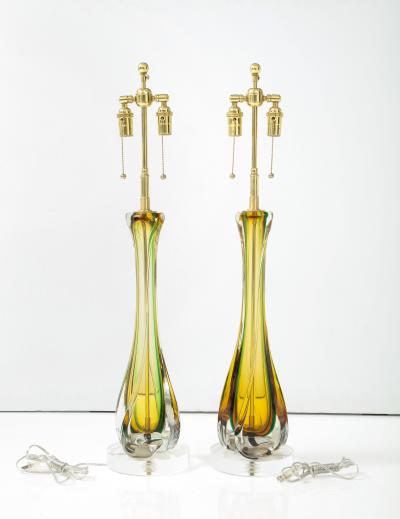 Archimede Seguso Pair of 1950s Large Murano Glass Lamps by Seguso