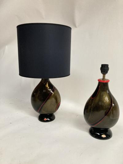 Archimede Seguso Pair of Archim de Seguso Murano Glass Lamp
