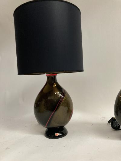 Archimede Seguso Pair of Archim de Seguso Murano Glass Lamp
