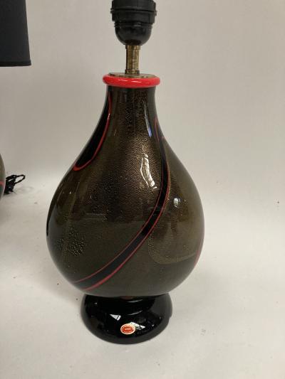 Archimede Seguso Pair of Archim de Seguso Murano Glass Lamp
