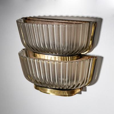 Archimede Seguso Pair of Art Deco Glass Wall Lights attributed to Archimede Seguso Italy 1940s