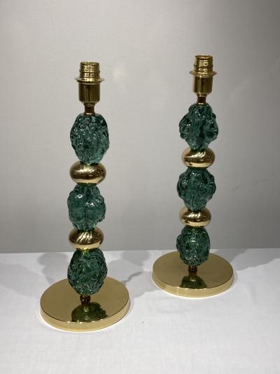 Archimede Seguso Pair of Murano glass lamps in the style of Archimede Seguso