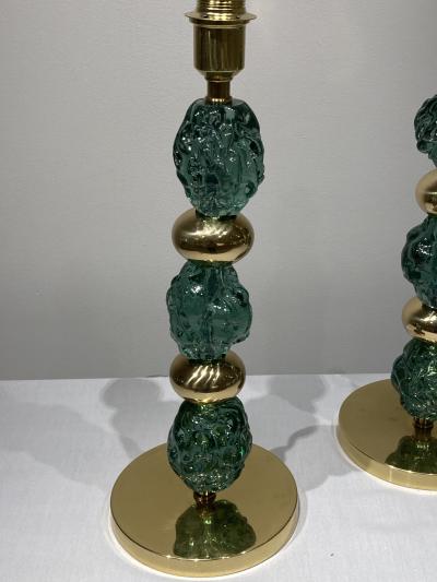 Archimede Seguso Pair of Murano glass lamps in the style of Archimede Seguso