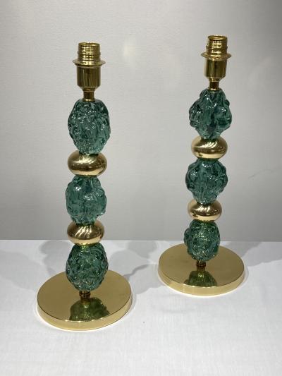 Archimede Seguso Pair of Murano glass lamps in the style of Archimede Seguso