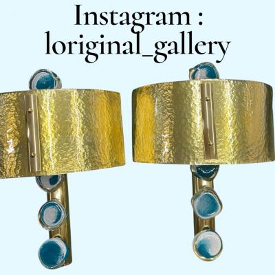 Archimede Seguso Pair of Murano glass sconces in the style of Archim de Seguso