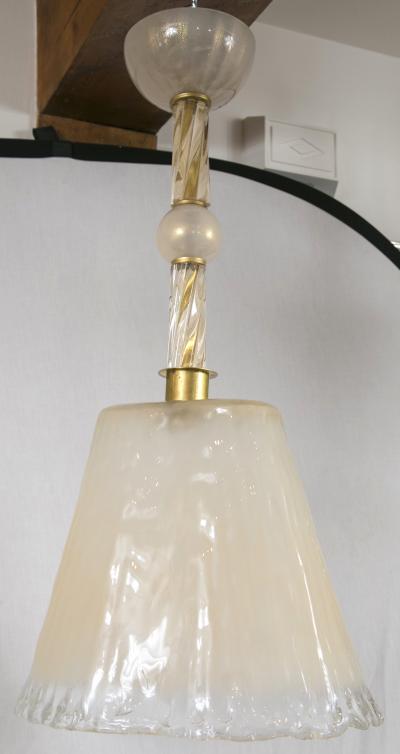 Archimede Seguso Pair of Unique Murano Blown Pendant LIghts