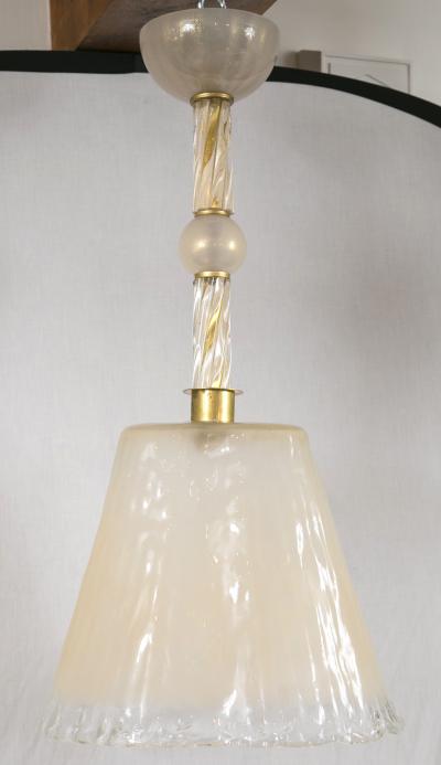 Archimede Seguso Pair of Unique Murano Blown Pendant LIghts