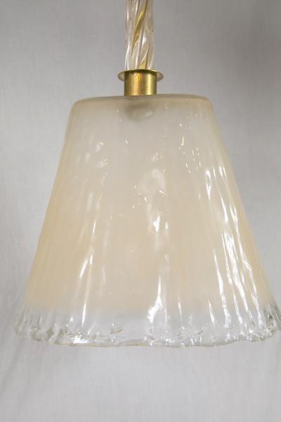 Archimede Seguso Pair of Unique Murano Blown Pendant LIghts