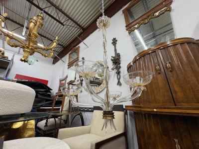 Archimede Seguso Stunning Murano GlassChandelier By Seguso