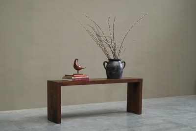 Architectural Bench in Solid Oak with Wonderful Patina Early to Mid 20th Century