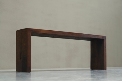 Architectural Bench in Solid Oak with Wonderful Patina Early to Mid 20th Century