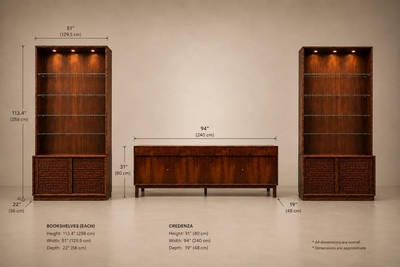 Architectural Brazilian Modern Style Bookcases in Aged Reclaimed Rosewood Pair