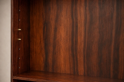 Architectural Brazilian Modern Style Bookcases in Aged Reclaimed Rosewood Pair