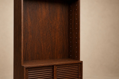 Architectural Brazilian Modern Style Bookcases in Aged Reclaimed Rosewood Pair