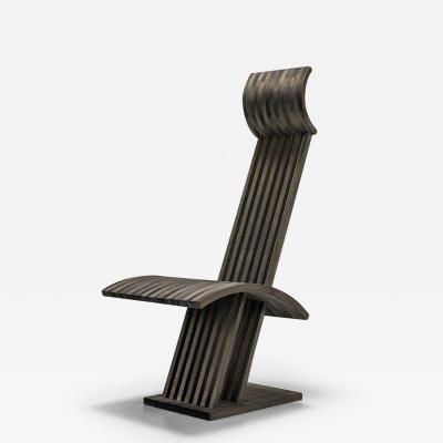 Architectural Chair in Anthracite Stained Wood Netherlands 1980s