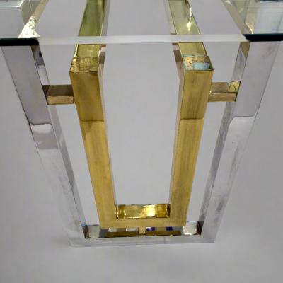 Architectural Chrome Brass and Glass Console table by Romeo Riga c1960s 