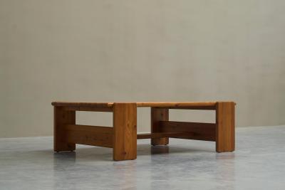 Architectural Coffee Table in Solid Pine 1970s