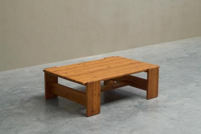 Architectural Coffee Table in Solid Pine 1970s