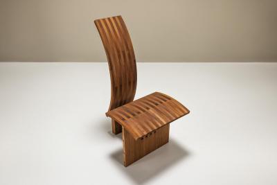 Architectural Curved back Chair in Wood Netherlands 1980s