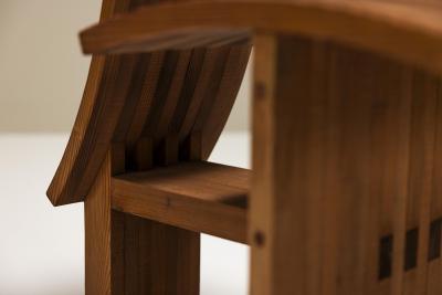 Architectural Curved back Chair in Wood Netherlands 1980s