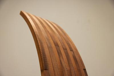 Architectural Curved back Chair in Wood Netherlands 1980s