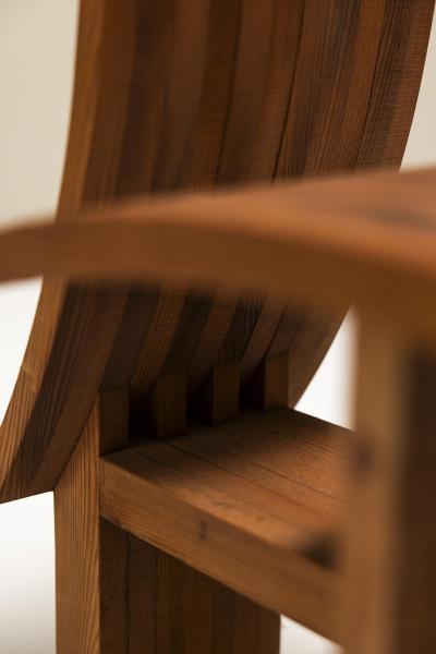Architectural Curved back Chair in Wood Netherlands 1980s