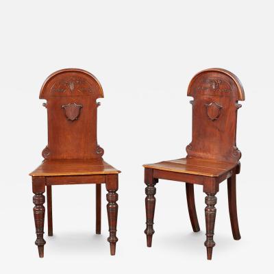 Architectural Hall Chairs A Pair