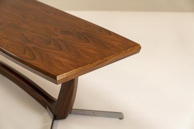 Architectural Large Coffee Table in Rosewood Veneer and Metal 1960s