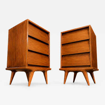Architectural Pair of Brazilian Modern Side Tables in Ivory Wood Brazil 1950s