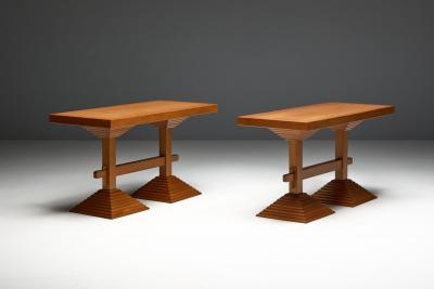 Architectural Pedestal Side Table Italy 1970s