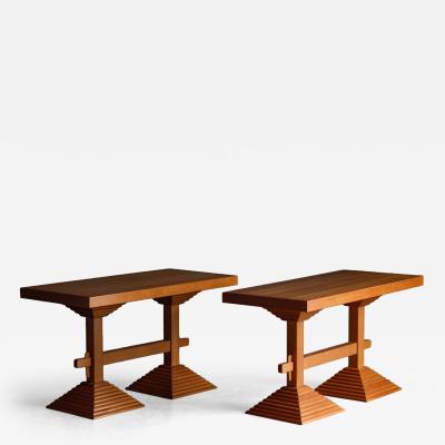 Architectural Pedestal Side Table Italy 1970s