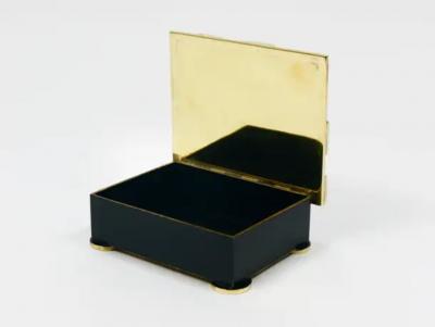 Argentor Of Vienna Mid Century Polka Dot Brass Storage Box Austria 1950s