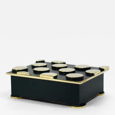 Argentor Of Vienna Mid Century Polka Dot Brass Storage Box Austria 1950s