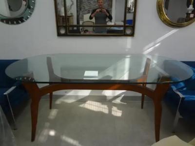Ariberto Colombo Italian Modern Sculptural Dining Table With Glass Top