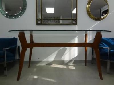 Ariberto Colombo Italian Modern Sculptural Dining Table With Glass Top