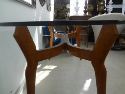 Ariberto Colombo Italian Modern Sculptural Dining Table With Glass Top