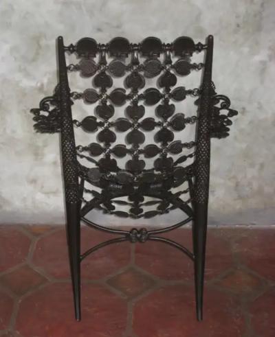 Armand Albert Rateau Pair French Modern Neoclassical Bronze Lounge Chairs Style Armand Albert Rateau