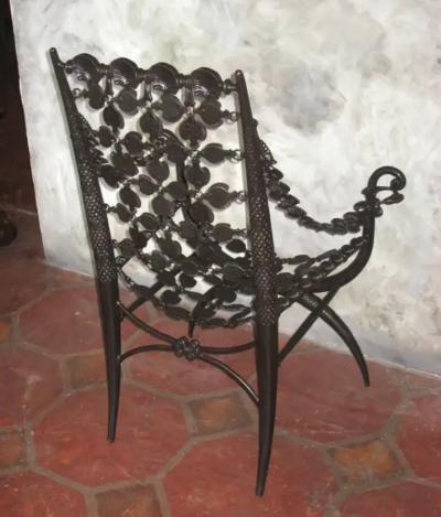 Armand Albert Rateau Pair French Modern Neoclassical Bronze Lounge Chairs Style Armand Albert Rateau