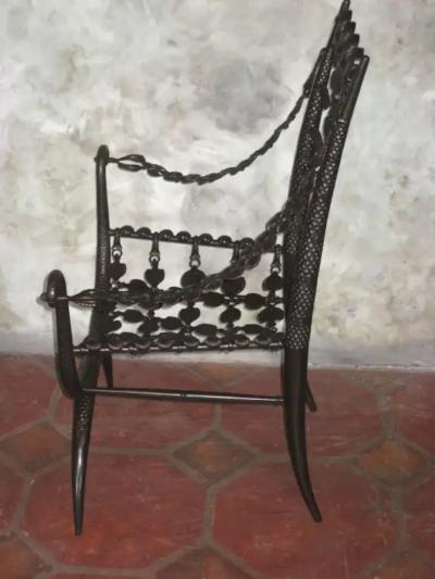 Armand Albert Rateau Pair French Modern Neoclassical Bronze Lounge Chairs Style Armand Albert Rateau