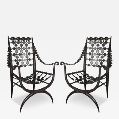 Armand Albert Rateau Pair French Modern Neoclassical Bronze Lounge Chairs Style Armand Albert Rateau