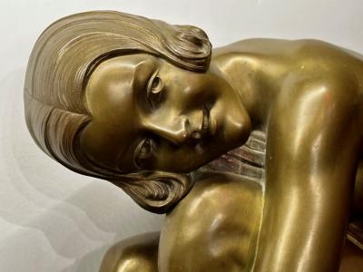 Armand Godard Art Deco Sculpture by Armand Godard Draped Woman 
