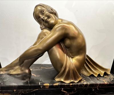 Armand Godard Art Deco Sculpture by Armand Godard Draped Woman 