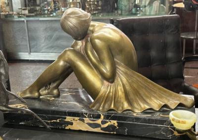 Armand Godard Art Deco Sculpture by Armand Godard Draped Woman 