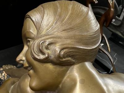 Armand Godard Art Deco Sculpture by Armand Godard Draped Woman 