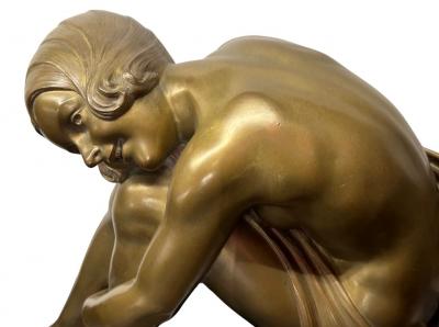 Armand Godard Art Deco Sculpture by Armand Godard Draped Woman 