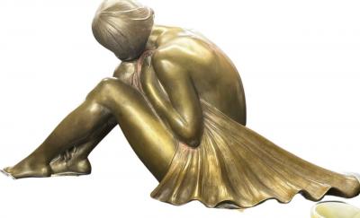 Armand Godard Art Deco Sculpture by Armand Godard Draped Woman 